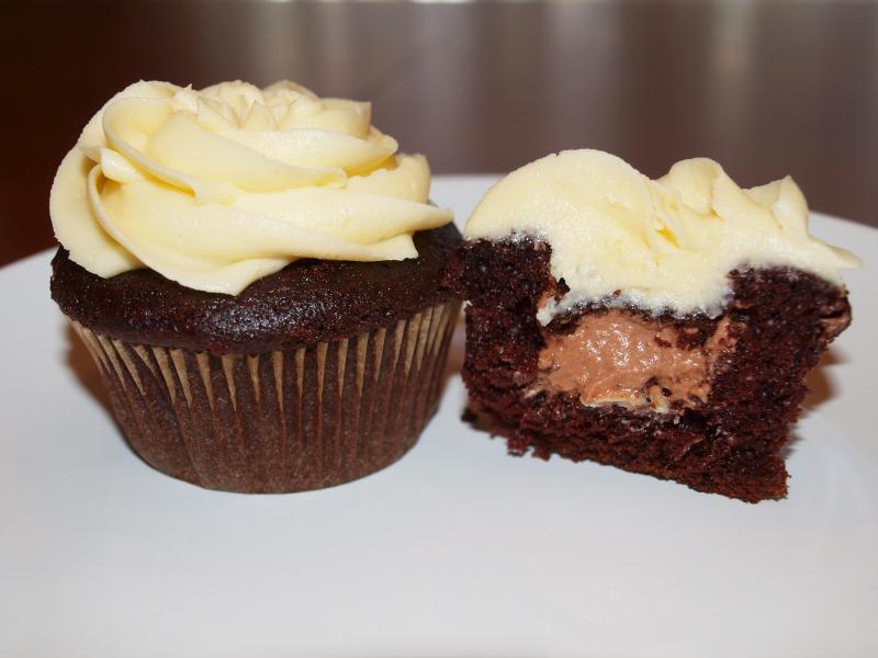 Chocolate cake filled with chocolate mousse and topped with Irish Cream Buttercr
